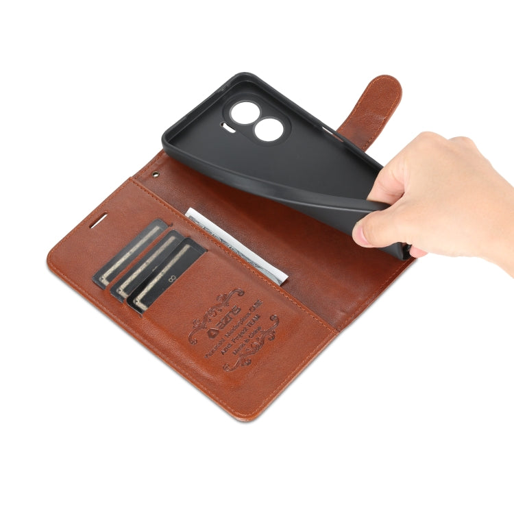 For Honor X40i AZNS Sheepskin Texture Flip Leather Phone Case(Brown) by AZNS