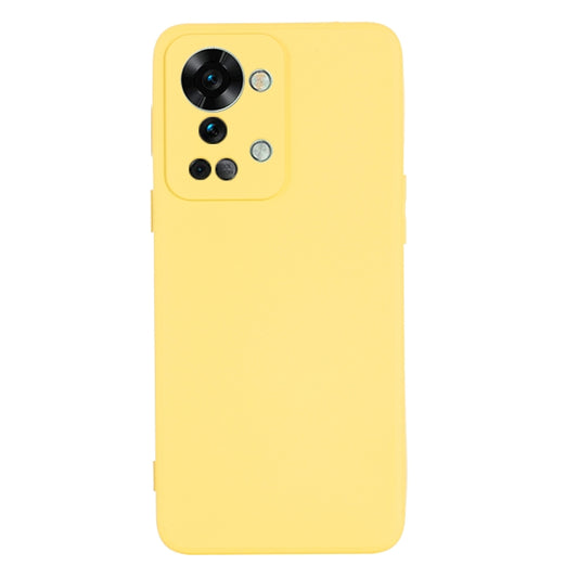 For OnePlus Nord 2T Pure Color Liquid Silicone Shockproof Phone Case(Yellow) by buy2fix