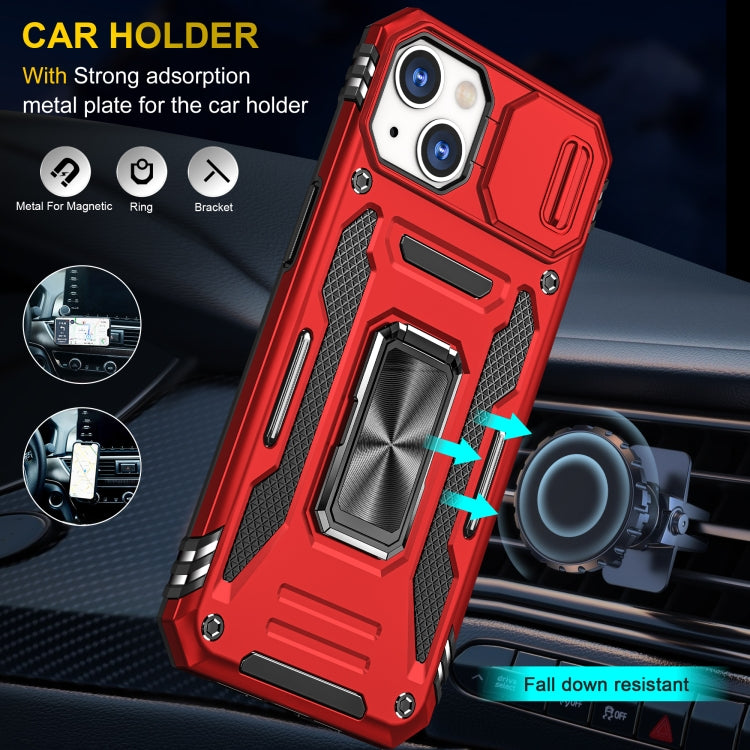 For iPhone 14 Armor PC + TPU Camera Shield Phone Case (Red) by buy2fix