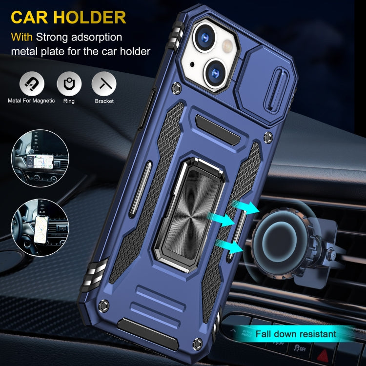 For iPhone 13 Armor PC + TPU Camera Shield Phone Case(Navy Blue) by buy2fix