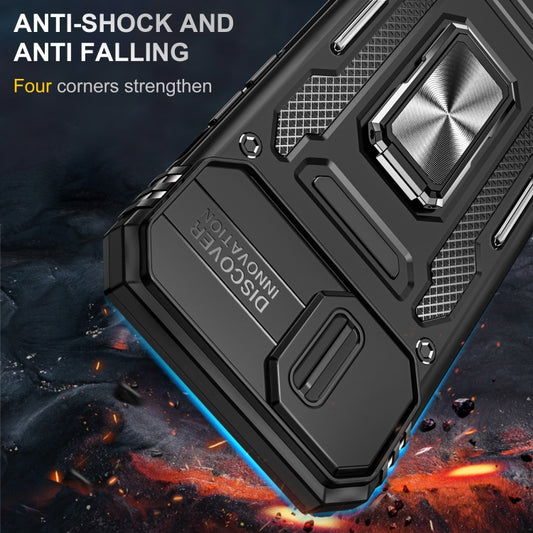 For iPhone 13 Armor PC + TPU Camera Shield Phone Case(Black) by buy2fix