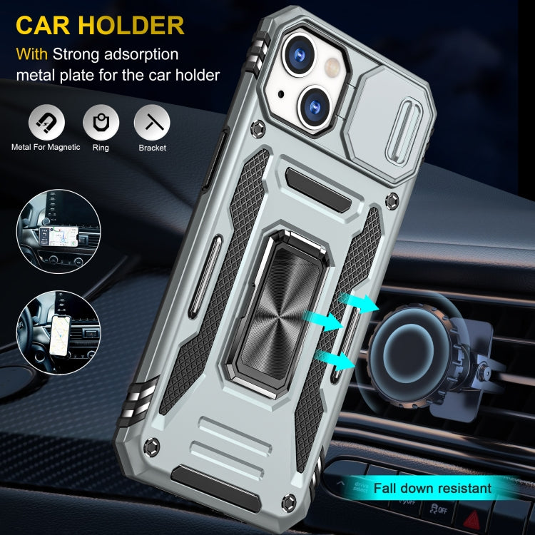 For iPhone 13 Armor PC + TPU Camera Shield Phone Case(Grey) by buy2fix