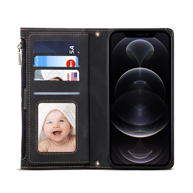 For iPhone 14 Plus Retro Frosted RFID Flip Leather Phone Case (Black) - iPhone 14 Plus Cases by buy2fix | Online Shopping UK | buy2fix