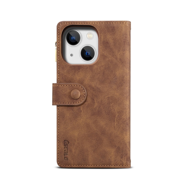 For iPhone 14 Plus Retro Frosted RFID Flip Leather Phone Case (Brown) - iPhone 14 Plus Cases by buy2fix | Online Shopping UK | buy2fix