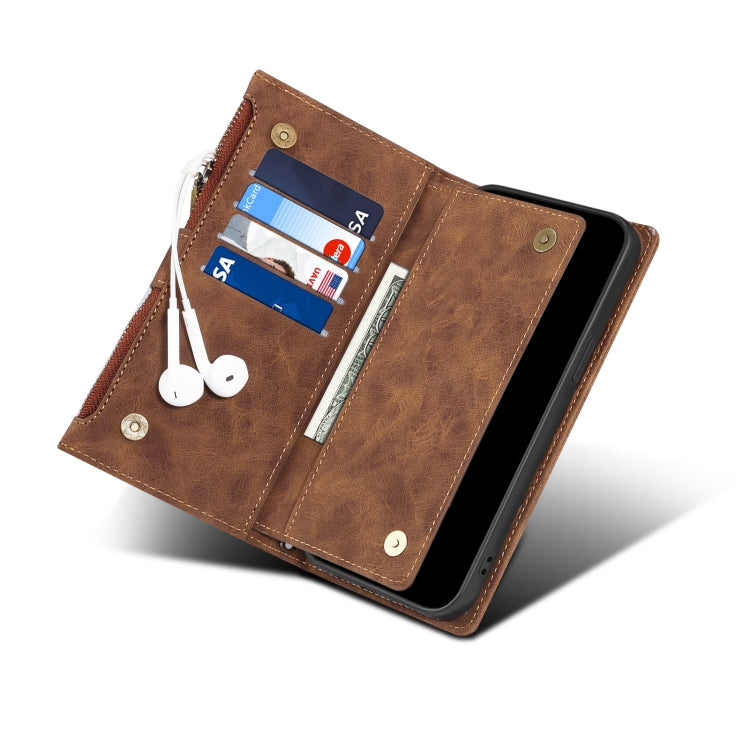 For iPhone 14 Plus Retro Frosted RFID Flip Leather Phone Case (Brown) - iPhone 14 Plus Cases by buy2fix | Online Shopping UK | buy2fix