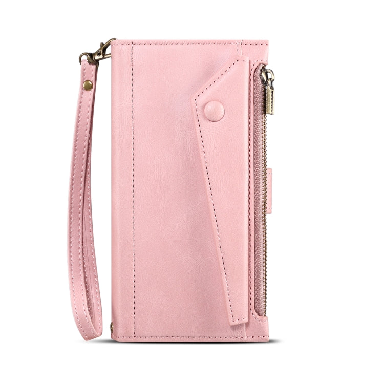 For iPhone 14 Plus Retro Frosted RFID Flip Leather Phone Case (Rose Gold) - iPhone 14 Plus Cases by buy2fix | Online Shopping UK | buy2fix