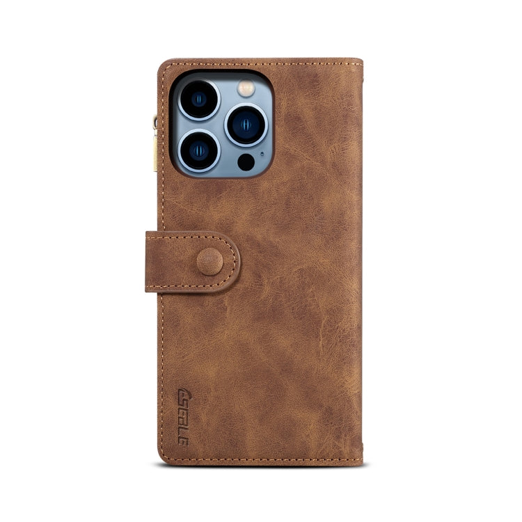 For iPhone 14 Pro Retro Frosted RFID Flip Leather Phone Case(Brown) - iPhone 14 Pro Cases by buy2fix | Online Shopping UK | buy2fix