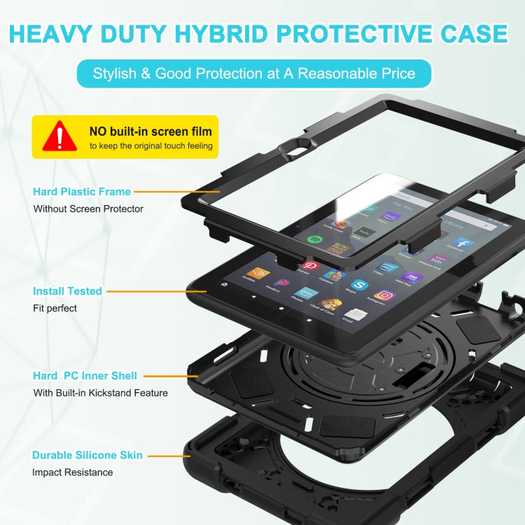 For Amazon Kindle Fire 7 2022 Hard PC Soft Silicone Full Body Tablet Case(Black) - Amazon by buy2fix | Online Shopping UK | buy2fix