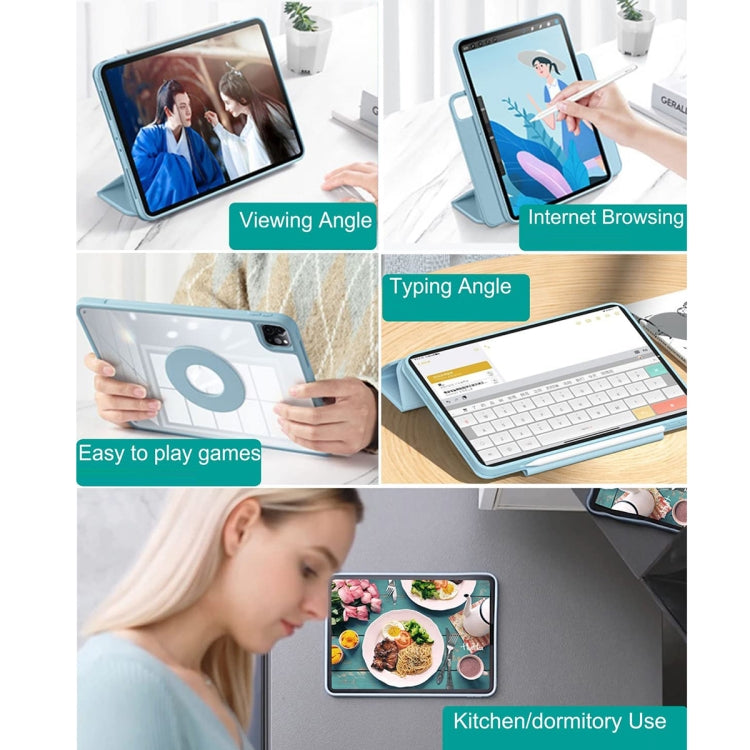 For iPad 10.2 2019 / 2020 / 2021 Trifold Magnetic Rotating Smart Case(Sky Blue) - iPad 10.2 Cases by buy2fix | Online Shopping UK | buy2fix
