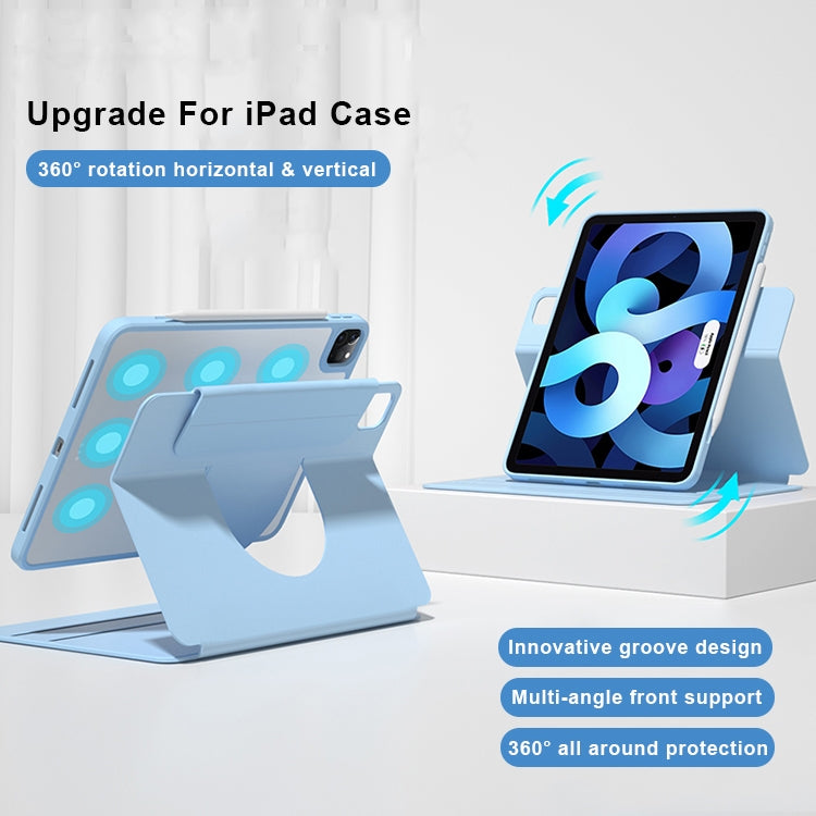 For iPad 10.2 2019 / 2020 / 2021 Front Stand Rotating Clear Back Smart Tablet Case(Sky Blue) - iPad 10.2 Cases by buy2fix | Online Shopping UK | buy2fix