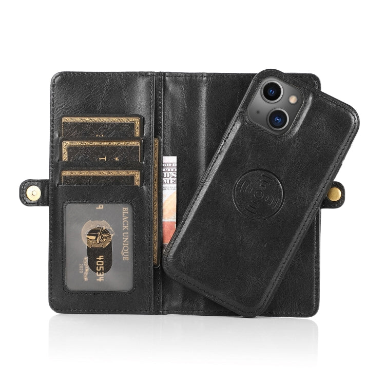 For iPhone 14 Plus Strong Magnetic Detachable Leather Case (Black) - iPhone 14 Plus Cases by buy2fix | Online Shopping UK | buy2fix