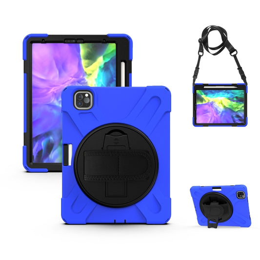 360 Degree Rotation Silicone Protective Cover with Holder & Hand Strap & Long Strap & Pencil Slot For iPad Air 2025 / 10.9 / Pro 11 2021 / 2020 / 2018(Blue) - iPad Pro 11 (2020) Cases by buy2fix | Online Shopping UK | buy2fix