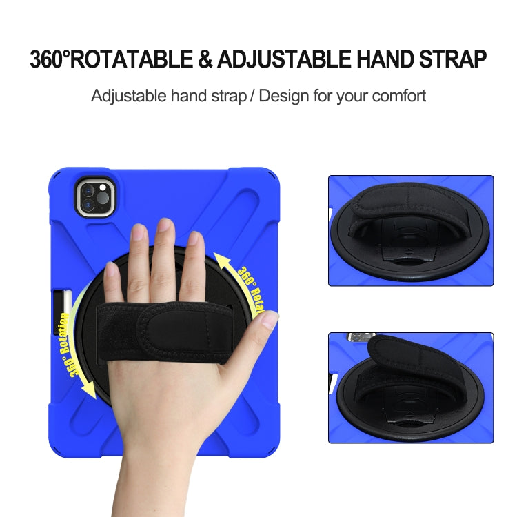 360 Degree Rotation Silicone Protective Cover with Holder & Hand Strap & Long Strap & Pencil Slot For iPad Air 2025 / 10.9 / Pro 11 2021 / 2020 / 2018(Blue) - iPad Pro 11 (2020) Cases by buy2fix | Online Shopping UK | buy2fix