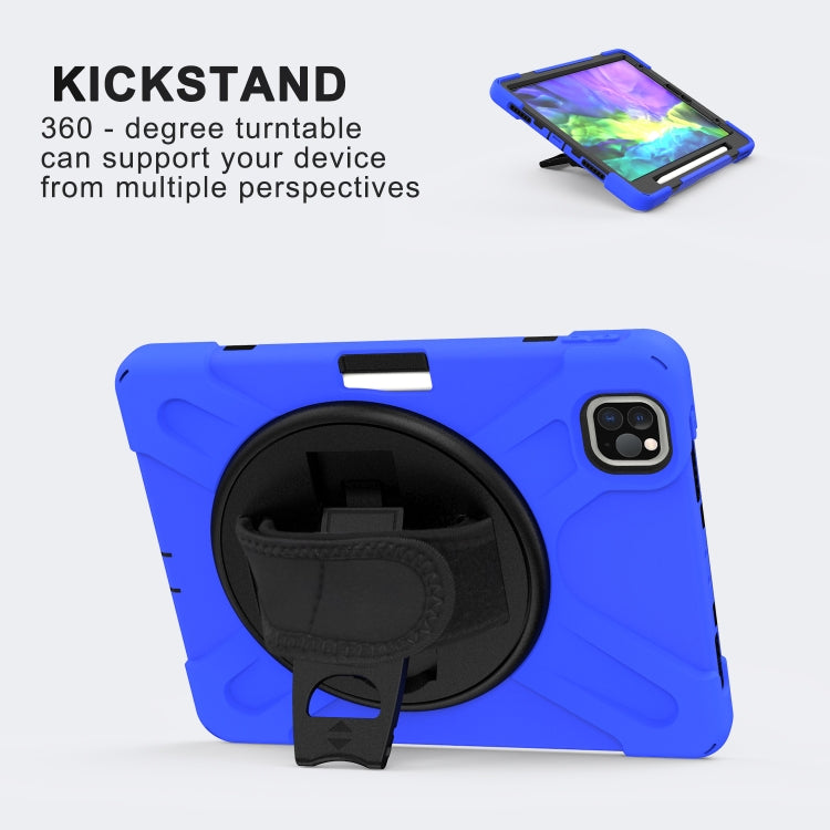 360 Degree Rotation Silicone Protective Cover with Holder & Hand Strap & Long Strap & Pencil Slot For iPad Air 2025 / 10.9 / Pro 11 2021 / 2020 / 2018(Blue) - iPad Pro 11 (2020) Cases by buy2fix | Online Shopping UK | buy2fix