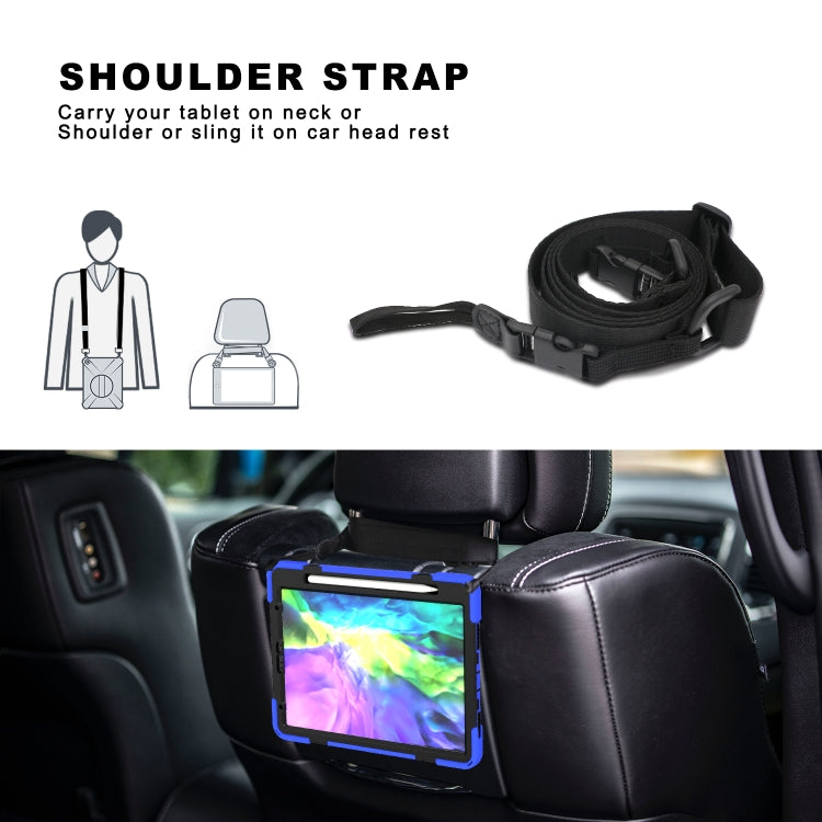 360 Degree Rotation Silicone Protective Cover with Holder & Hand Strap & Long Strap & Pencil Slot For iPad Air 2025 / 10.9 / Pro 11 2021 / 2020 / 2018(Blue) - iPad Pro 11 (2020) Cases by buy2fix | Online Shopping UK | buy2fix