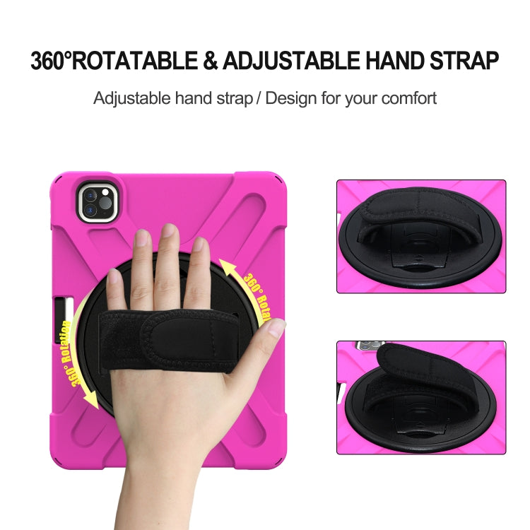 360 Degree Rotation Silicone Protective Cover with Holder & Hand Strap & Long Strap & Pencil Slot For iPad Air 2025 / 10.9 / Pro 11 2021 / 2020 / 2018(Rose Red) - iPad Pro 11 (2020) Cases by buy2fix | Online Shopping UK | buy2fix
