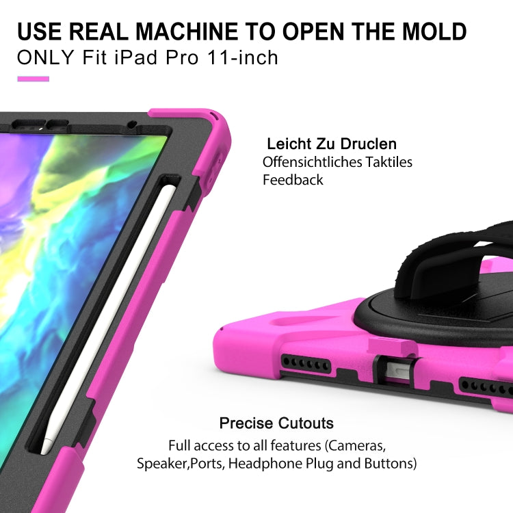 360 Degree Rotation Silicone Protective Cover with Holder & Hand Strap & Long Strap & Pencil Slot For iPad Air 2025 / 10.9 / Pro 11 2021 / 2020 / 2018(Rose Red) - iPad Pro 11 (2020) Cases by buy2fix | Online Shopping UK | buy2fix
