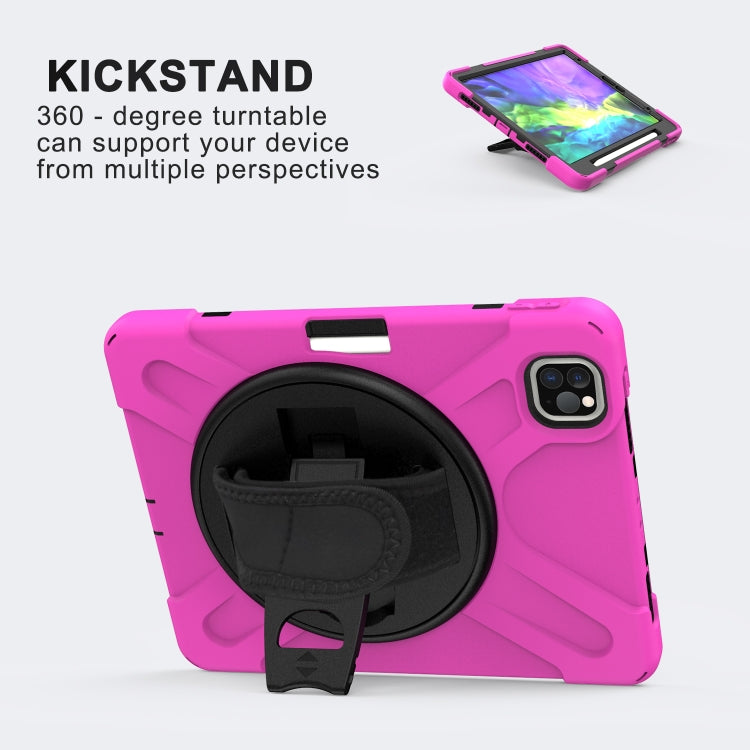 360 Degree Rotation Silicone Protective Cover with Holder & Hand Strap & Long Strap & Pencil Slot For iPad Air 2025 / 10.9 / Pro 11 2021 / 2020 / 2018(Rose Red) - iPad Pro 11 (2020) Cases by buy2fix | Online Shopping UK | buy2fix