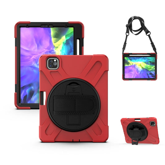 360 Degree Rotation Silicone Protective Cover with Holder & Hand Strap & Long Strap & Pencil Slot For iPad Air 2025 / 10.9 / Pro 11 2021 / 2020 / 2018(Red) - iPad Pro 11 (2020) Cases by buy2fix | Online Shopping UK | buy2fix