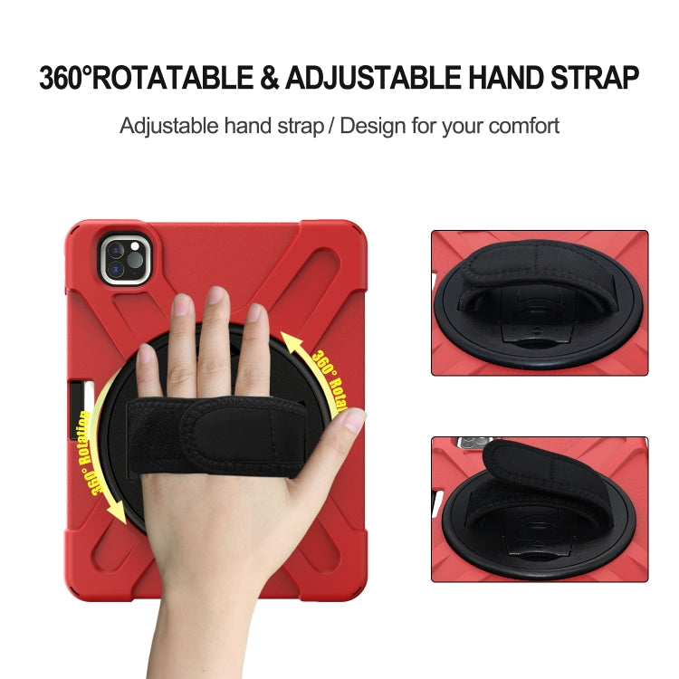 360 Degree Rotation Silicone Protective Cover with Holder & Hand Strap & Long Strap & Pencil Slot For iPad Air 2025 / 10.9 / Pro 11 2021 / 2020 / 2018(Red) - iPad Pro 11 (2020) Cases by buy2fix | Online Shopping UK | buy2fix