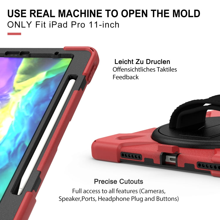 360 Degree Rotation Silicone Protective Cover with Holder & Hand Strap & Long Strap & Pencil Slot For iPad Air 2025 / 10.9 / Pro 11 2021 / 2020 / 2018(Red) - iPad Pro 11 (2020) Cases by buy2fix | Online Shopping UK | buy2fix