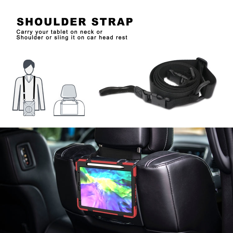 360 Degree Rotation Silicone Protective Cover with Holder & Hand Strap & Long Strap & Pencil Slot For iPad Air 2025 / 10.9 / Pro 11 2021 / 2020 / 2018(Red) - iPad Pro 11 (2020) Cases by buy2fix | Online Shopping UK | buy2fix