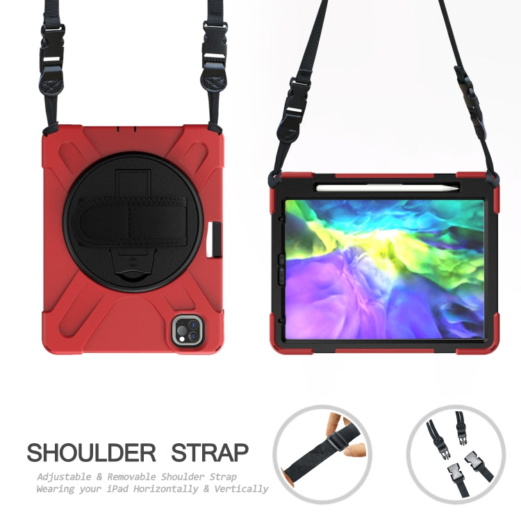 360 Degree Rotation Silicone Protective Cover with Holder & Hand Strap & Long Strap & Pencil Slot For iPad Air 2025 / 10.9 / Pro 11 2021 / 2020 / 2018(Red) - iPad Pro 11 (2020) Cases by buy2fix | Online Shopping UK | buy2fix