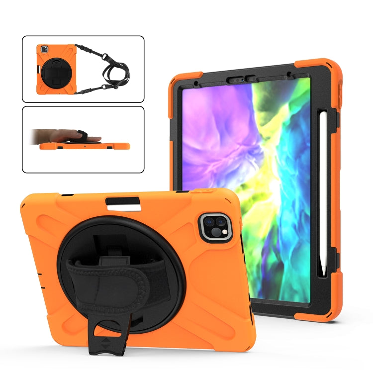 360 Degree Rotation Silicone Protective Cover with Holder & Hand Strap & Long Strap & Pencil Slot For iPad Air 2025 / 10.9 / Pro 11 2021 / 2020 / 2018(Orange) - iPad Pro 11 (2020) Cases by buy2fix | Online Shopping UK | buy2fix