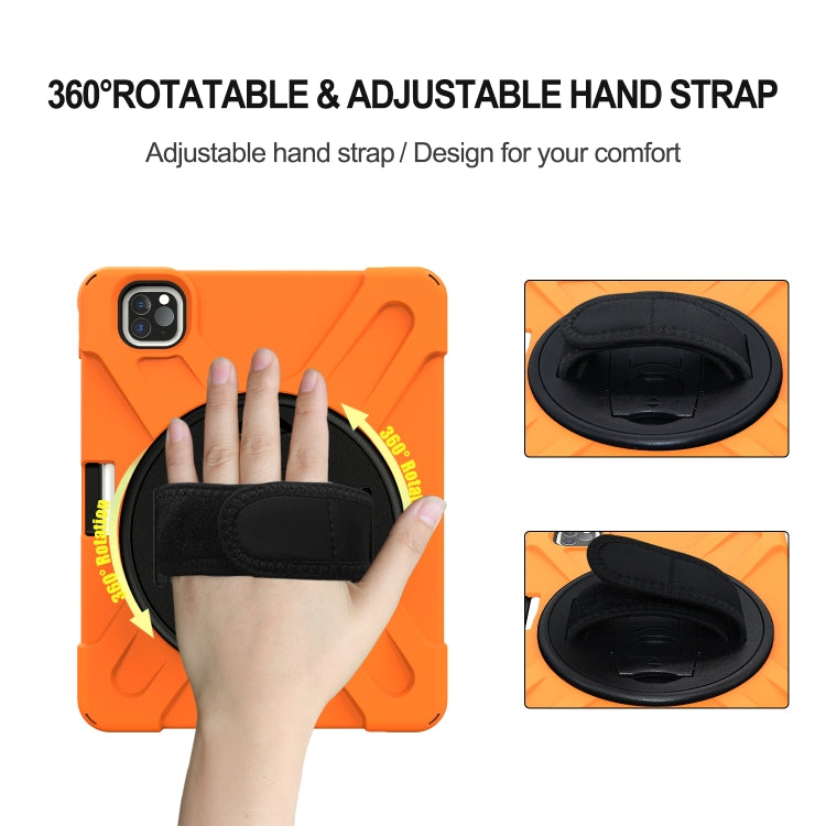 360 Degree Rotation Silicone Protective Cover with Holder & Hand Strap & Long Strap & Pencil Slot For iPad Air 2025 / 10.9 / Pro 11 2021 / 2020 / 2018(Orange) - iPad Pro 11 (2020) Cases by buy2fix | Online Shopping UK | buy2fix