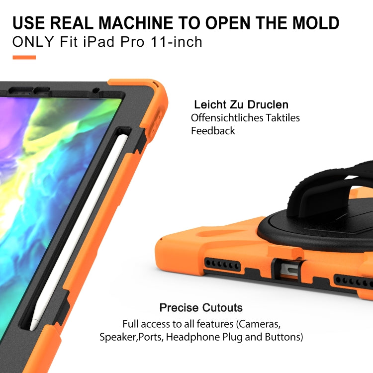 360 Degree Rotation Silicone Protective Cover with Holder & Hand Strap & Long Strap & Pencil Slot For iPad Air 2025 / 10.9 / Pro 11 2021 / 2020 / 2018(Orange) - iPad Pro 11 (2020) Cases by buy2fix | Online Shopping UK | buy2fix