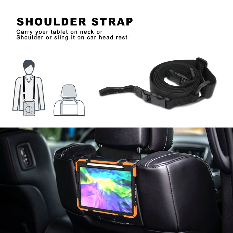 360 Degree Rotation Silicone Protective Cover with Holder & Hand Strap & Long Strap & Pencil Slot For iPad Air 2025 / 10.9 / Pro 11 2021 / 2020 / 2018(Orange) - iPad Pro 11 (2020) Cases by buy2fix | Online Shopping UK | buy2fix