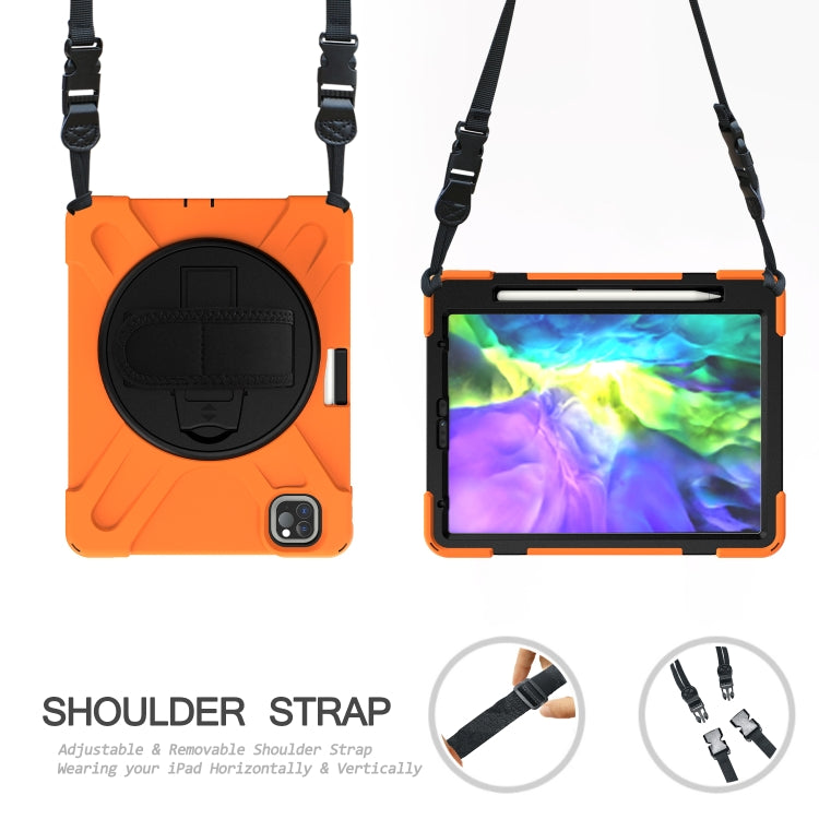 360 Degree Rotation Silicone Protective Cover with Holder & Hand Strap & Long Strap & Pencil Slot For iPad Air 2025 / 10.9 / Pro 11 2021 / 2020 / 2018(Orange) - iPad Pro 11 (2020) Cases by buy2fix | Online Shopping UK | buy2fix