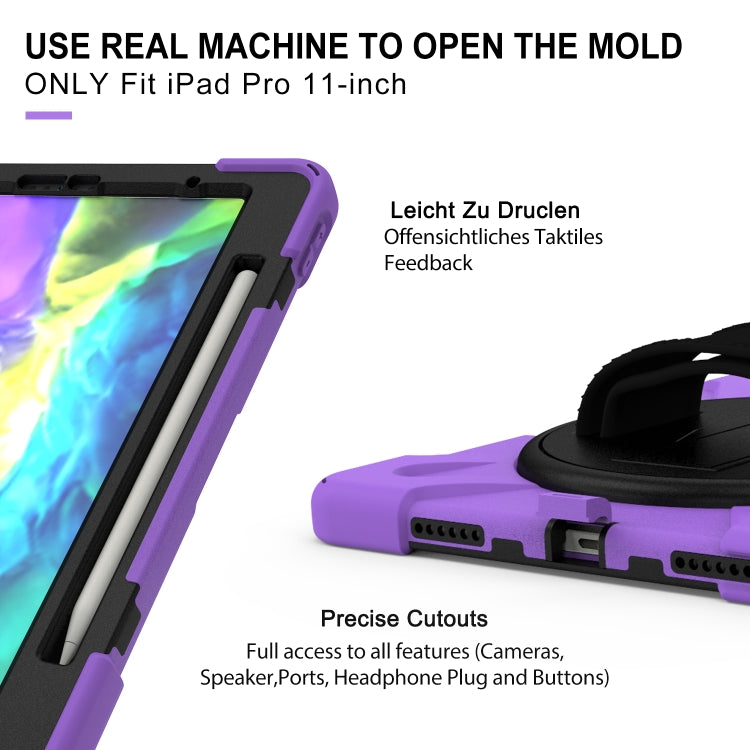 360 Degree Rotation Silicone Protective Cover with Holder & Hand Strap & Long Strap & Pencil Slot For iPad Air 2025 / 10.9 / Pro 11 2021 / 2020 / 2018(Purple) - iPad Pro 11 (2020) Cases by buy2fix | Online Shopping UK | buy2fix
