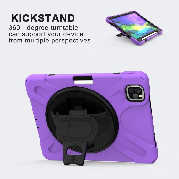 360 Degree Rotation Silicone Protective Cover with Holder & Hand Strap & Long Strap & Pencil Slot For iPad Air 2025 / 10.9 / Pro 11 2021 / 2020 / 2018(Purple) - iPad Pro 11 (2020) Cases by buy2fix | Online Shopping UK | buy2fix