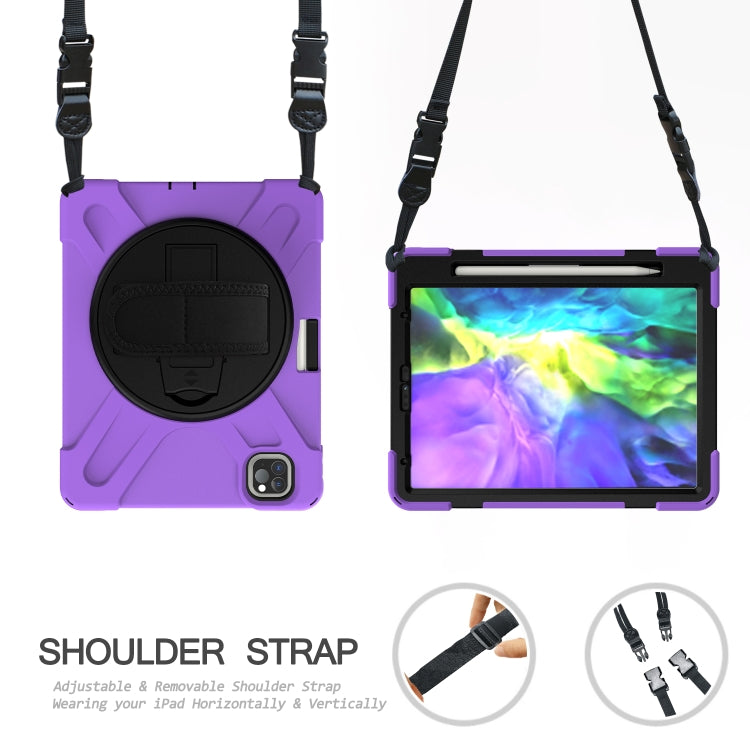 360 Degree Rotation Silicone Protective Cover with Holder & Hand Strap & Long Strap & Pencil Slot For iPad Air 2025 / 10.9 / Pro 11 2021 / 2020 / 2018(Purple) - iPad Pro 11 (2020) Cases by buy2fix | Online Shopping UK | buy2fix