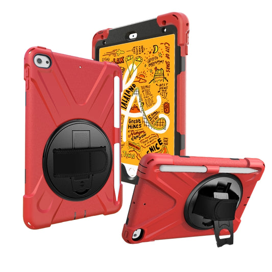 For iPad Mini 5 360 Degree Rotation Silicone Protective Cover with Holder & Hand Strap & Long Strap & Pencil Slot(Red) - iPad mini (2019) / mini 5 Cases by buy2fix | Online Shopping UK | buy2fix