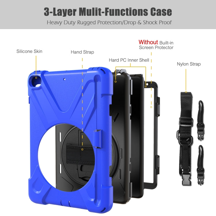 For iPad Mini 5 360 Degree Rotation Silicone Protective Cover with Holder & Hand Strap & Long Strap & Pencil Slot(Blue) - iPad mini (2019) / mini 5 Cases by buy2fix | Online Shopping UK | buy2fix
