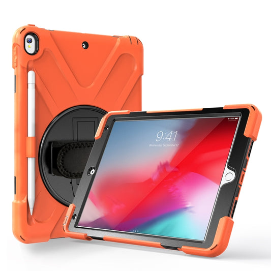 For iPad Pro 10.5 360 Degree Rotation Silicone Protective Cover with Holder & Hand Strap & Long Strap & Pencil Slot(Orange) - iPad Pro 10.5 inch Cases by buy2fix | Online Shopping UK | buy2fix