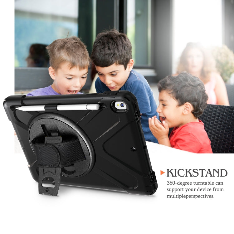 For iPad Pro 10.5 360 Degree Rotation Silicone Protective Cover with Holder & Hand Strap & Long Strap & Pencil Slot(Black) - iPad Pro 10.5 inch Cases by buy2fix | Online Shopping UK | buy2fix