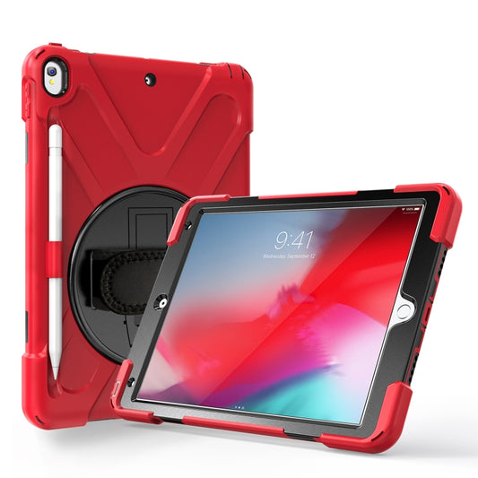 For iPad Pro 10.5 360 Degree Rotation Silicone Protective Cover with Holder & Hand Strap & Long Strap & Pencil Slot(Red) - iPad Pro 10.5 inch Cases by buy2fix | Online Shopping UK | buy2fix