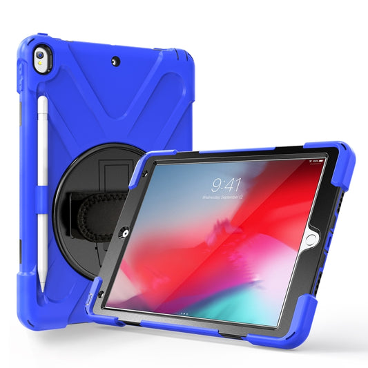 For iPad Pro 10.5 360 Degree Rotation Silicone Protective Cover with Holder & Hand Strap & Long Strap & Pencil Slot(Blue) - iPad Pro 10.5 inch Cases by buy2fix | Online Shopping UK | buy2fix