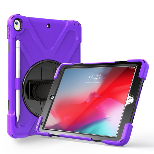 For iPad Pro 10.5 360 Degree Rotation Silicone Protective Cover with Holder & Hand Strap & Long Strap & Pencil Slot(Purple) - iPad Pro 10.5 inch Cases by buy2fix | Online Shopping UK | buy2fix
