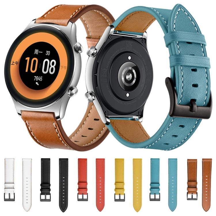 For Honor Watch GS 3 22mm Cowhide Leather Sewing Thread Watch Band(White) by buy2fix