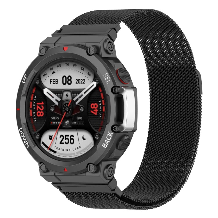 For Huami Amazfit T-Rex 2 Milan Stainless Steel Watch Band(Black) - Watch Bands by buy2fix | Online Shopping UK | buy2fix