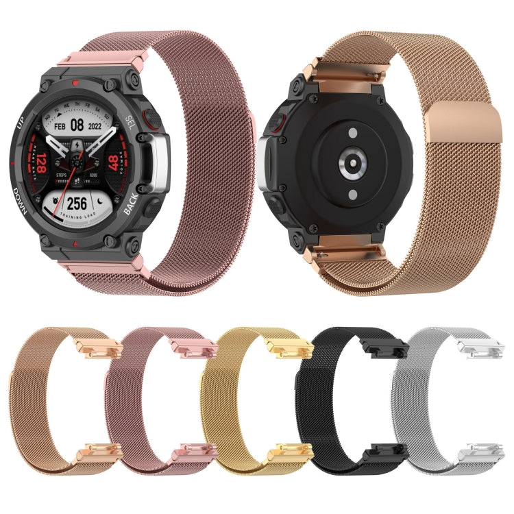 For Huami Amazfit T-Rex 2 Milan Stainless Steel Watch Band(Black) - Watch Bands by buy2fix | Online Shopping UK | buy2fix