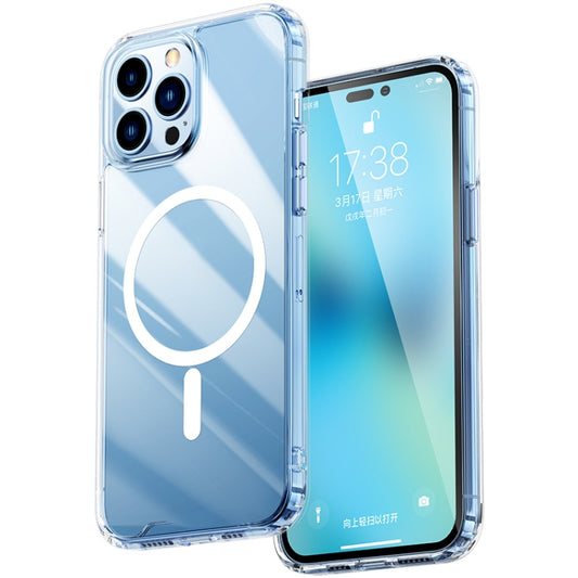 For iPhone 14 Plus Magsafe Magnetic Four Corner Airbags Phone Case (Transparent) by buy2fix