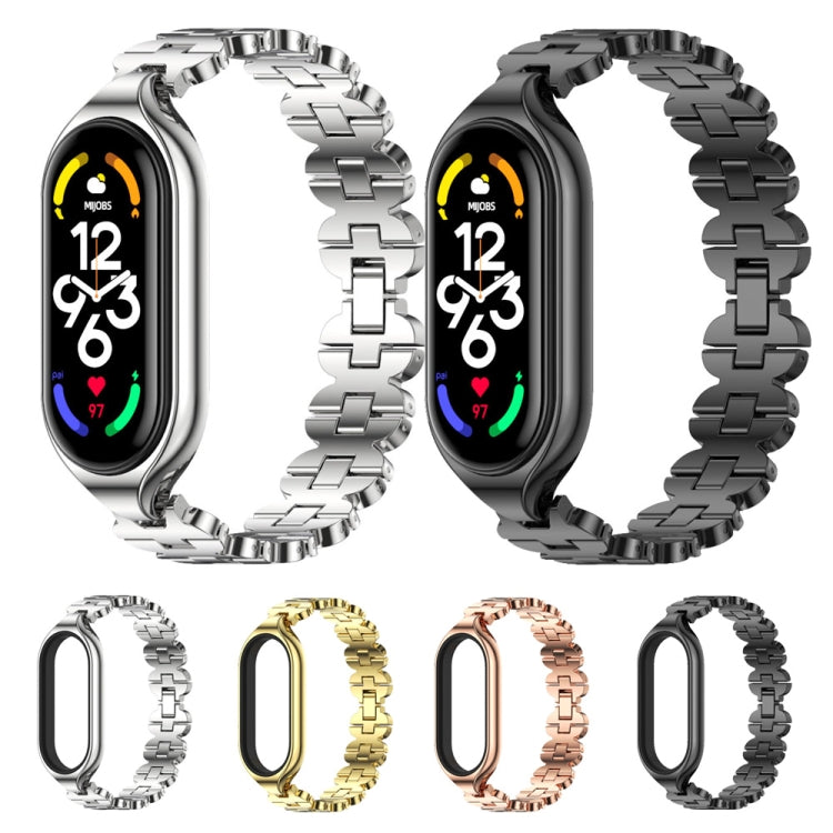 For Xiaomi Mi Band 7 / 7 NFC MIJOBS Stainless Steel Watch Band, Style:Bone Chain(Rose Gold) by MIJOBS