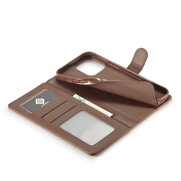 For iPhone 14 Pro LC.IMEEKE Calf Texture Horizontal Flip Leather Case(Brown) - iPhone 14 Pro Cases by LC.IMEEKE | Online Shopping UK | buy2fix