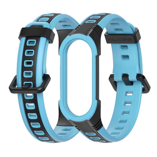 For Xiaomi Mi Band 5 / 6 / 7 MIJOBS Unibody Two-color Silicone Watch Band(Black Sky Blue) by MIJOBS
