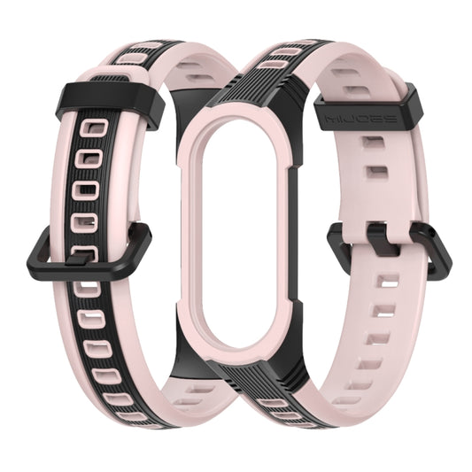 For Xiaomi Mi Band 5 / 6 / 7 MIJOBS Unibody Two-color Silicone Watch Band(Black Pink) by MIJOBS